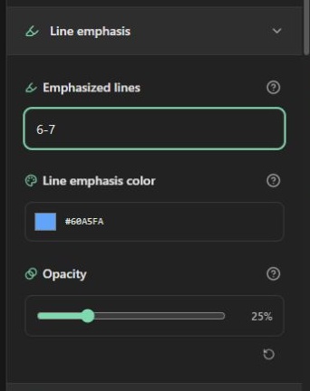 Highlight and focus code lines
