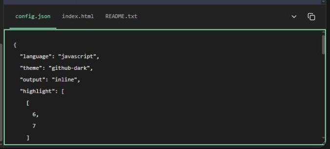 Syntax highlighting JSON configuration reference